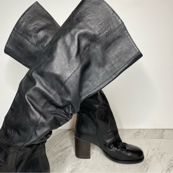 New! Free People Black Leather Heeled Tall Boot 8 1/2 - Picture 4 of 14
